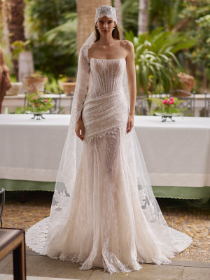Rochie de mireasa scurta cu fusta lunga CALVIN by Monreal